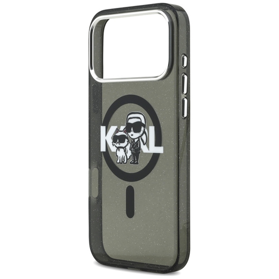 Etui Karl Lagerfeld IML Glitter Karl & Choupette Sketch Logo MagSafe do iPhone 17 Pro Max