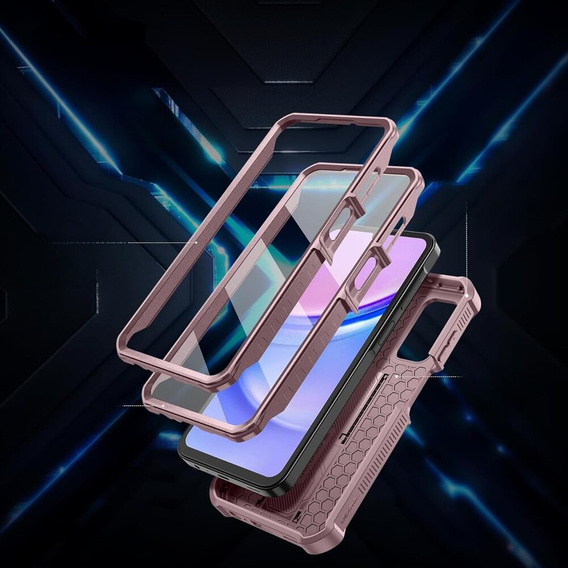 Etui pancerne do Samsung Galaxy A15, Dexnor Full Body (Two Frames), różowe