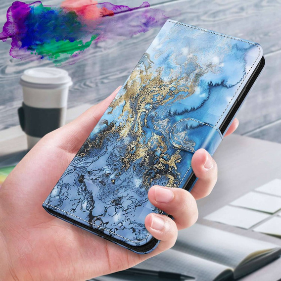 Etui z klapką do Oppo A17, Wallet, Marble niebieskie