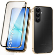 Etui do Samsung Galaxy A17 5G, Magnetic Dual Glass, przezroczyste ze złotymi bokami