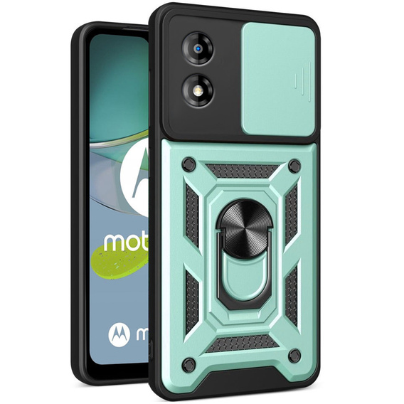 Etui pancerne do Motorola Moto E13, CamShield Slide, zielone