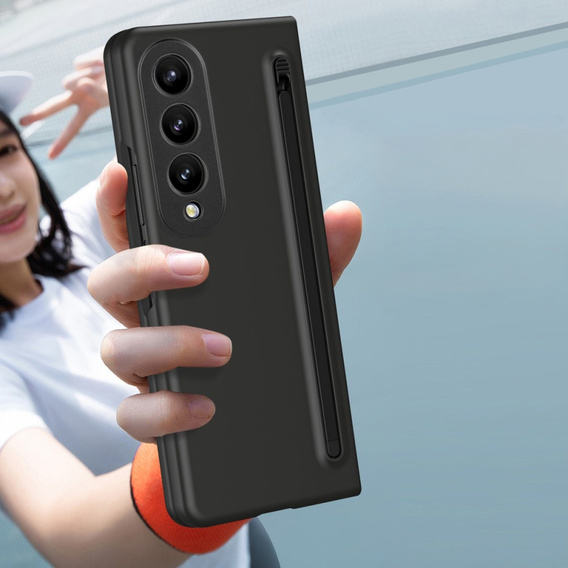 Etui do Samsung Galaxy Z Fold 4 5G, ze szkłem i rysikiem, czarne
