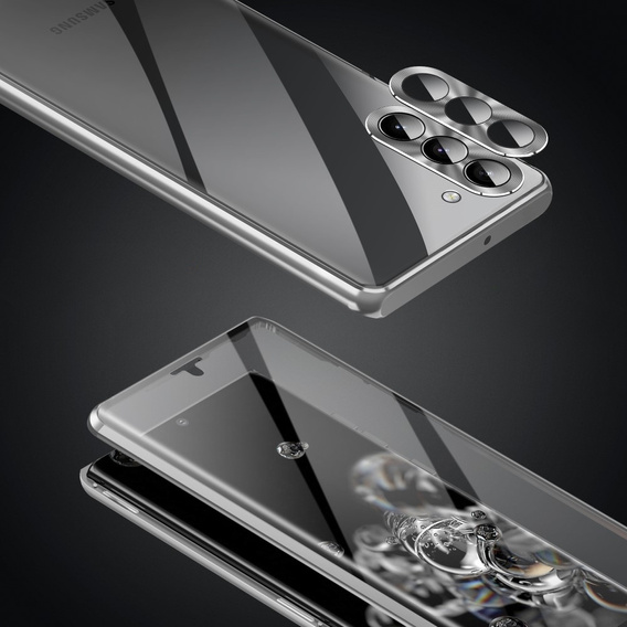 Etui do Samsung Galaxy S23, Magnetic Dual Glass, srebrne