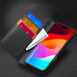 Etui z klapką do iPhone 17 Pro, QIALINO skórzane portfelowe - czarne