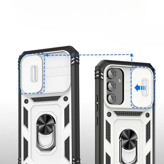 Etui pancerne do Samsung Galaxy A54 5G, CamShield Slide, białe / czarne