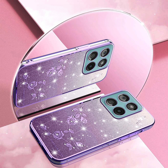 Etui z brokatem Glitter Flower do Motorola Edge 70