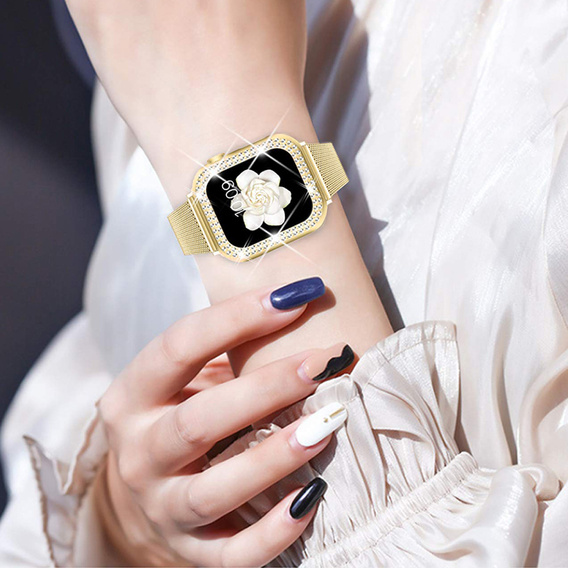 Bransoleta + Etui z Diamentami do Apple Watch 4/5/6/SE 40mm, Złota
