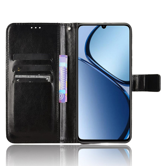 Etui z klapką do Realme C61, Crazy Horse Wallet, czarne
