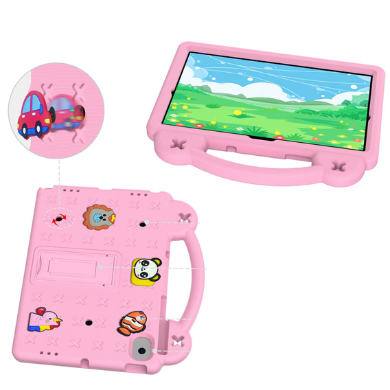 Etui do Lenovo M10 X306 2 Gen /  M10 Plus TB-X606 10.3 / Samsung Tab A 10.1 T510/515 / K10 X6C6, Cute Patterns, z podstawką, Różowe