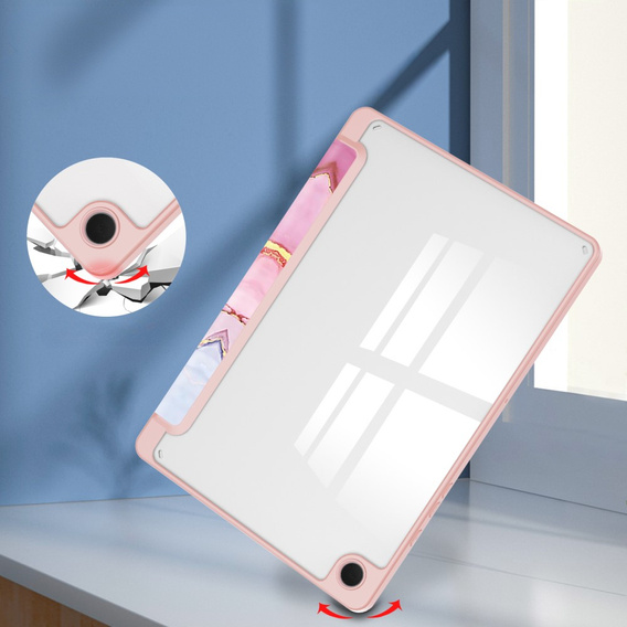 Etui Smartcase Hybrid do Samsung Galaxy Tab A9+, z miejscem na rysik – różowe Marble