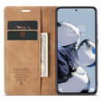 Etui CASEME do Xiaomi 12T / 12T Pro, Leather Wallet Case, brązowe