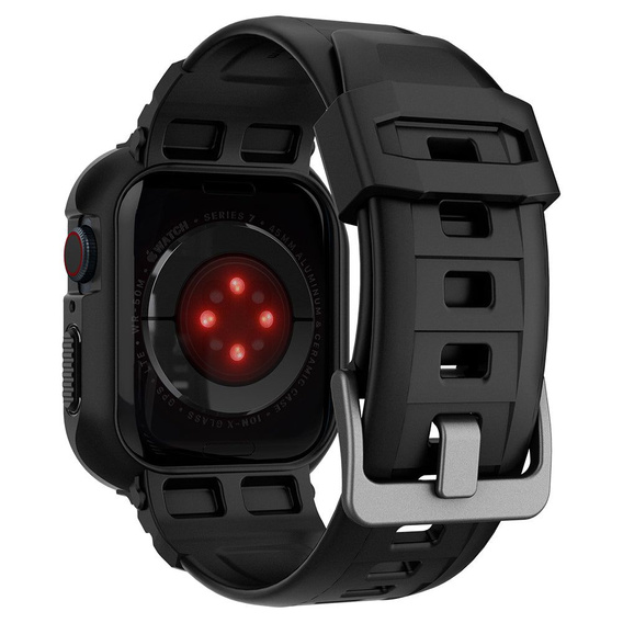 Pasek z etui Spigen do Apple Watch 4/5/6/7/8/9/SE 44/45mm, Rugged Armor Pro, Czarny