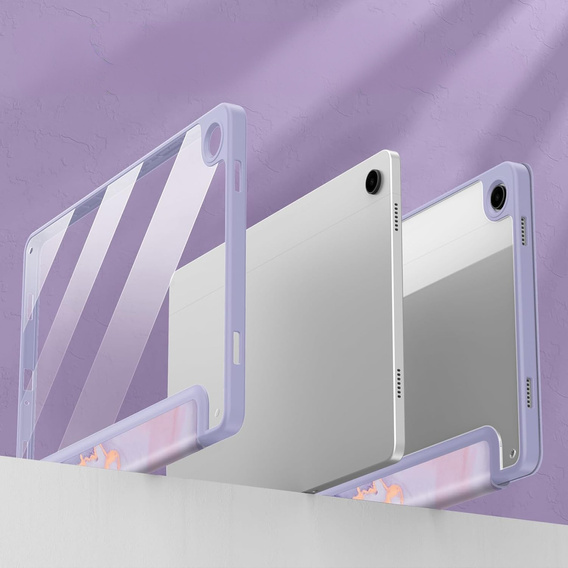 Etui Smartcase Hybrid do Samsung Galaxy Tab A9+, z miejscem na rysik – fioletowe Marble
