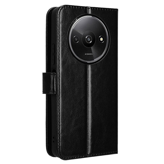 Etui z klapką do Xiaomi Redmi A3, Crazy Horse Wallet, czarne