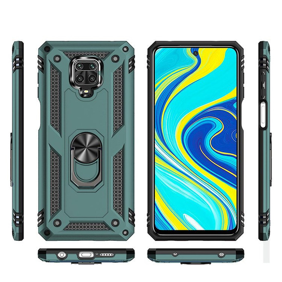 Etui pancerne do Xiaomi Redmi Note 9S / 9 Pro, Nox Case Ring, zielone