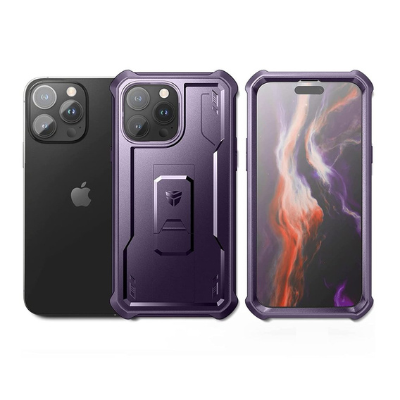 Etui pancerne do iPhone 14 Pro Max, Dexnor Full Body, fioletowe