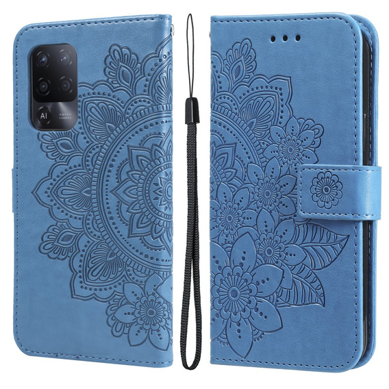 Etui z klapką do Oppo Reno5 Z / A94 / A95 5G, Mandala, niebieskie