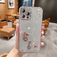 Etui do iPhone 14 Pro, Glitter Flower, różowe rose gold