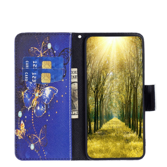 Etui z klapką do Xiaomi Redmi Note 13 5G, Wallet, Butterflies fioletowe