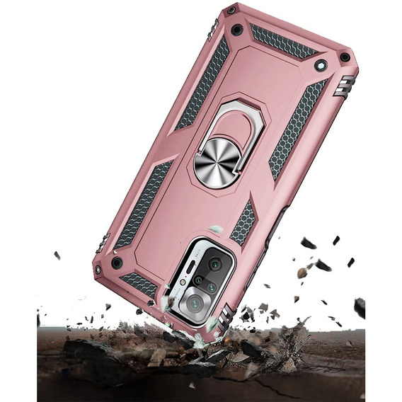 Etui pancerne do Xiaomi Redmi Note 10 Pro, Nox Case Ring, różowe rose gold