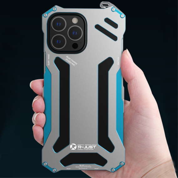 Etui R-JUST do iPhone 13 Pro, pancerne Hollow Armour, niebieskie