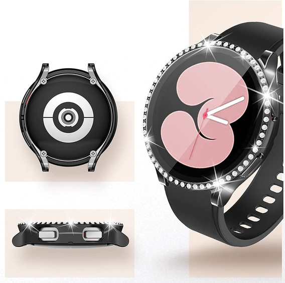 2w1 Etui + Szkło Hartowane do Samsung Galaxy Watch 6 40mm, Czarne