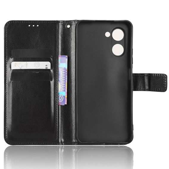 Etui z klapką do Realme C33, Crazy Horse Wallet, czarne
