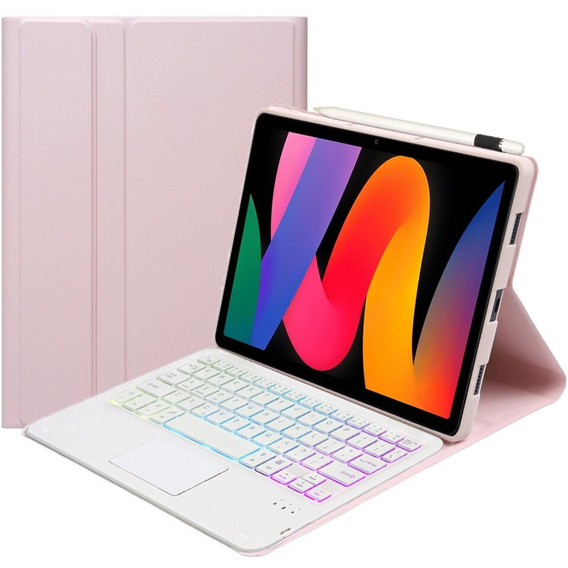Etui z podświetlaną klawiaturą bluetooth do Xiaomi Redmi Pad SE 11", Różowe