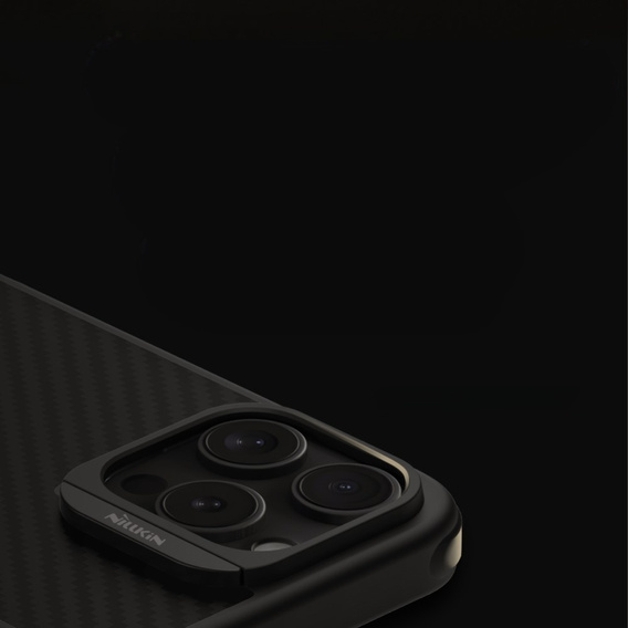 Etui do iPhone 16 Pro Max, pancerne Nillkin, Carbon Fiber, do Magsafe, czarne