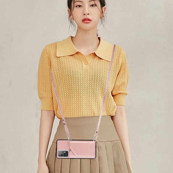 Etui Card Strap do Samsung Galaxy A52 / A52s - Rose Gold