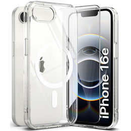 Etui Ringke do Iphone 16E, Fusion MagSafe, Przezroczyste + Szkło Hartowane 9H