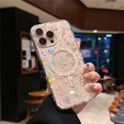 Etui magnetyczne z kwiatowym, laserowym wzorem do iPhone 16 Pro