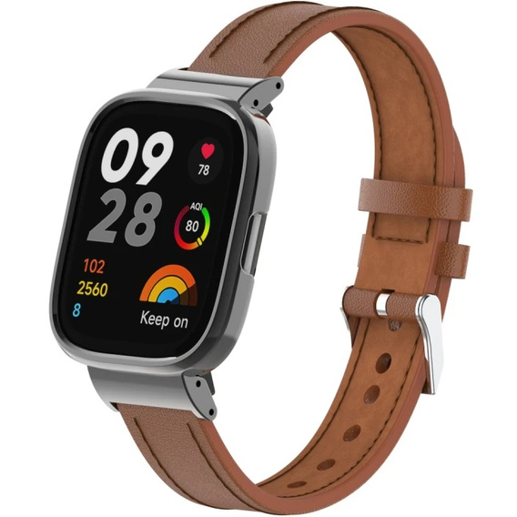 Pasek Skórzany do Xiaomi Redmi Watch 3 Active, Brązowy