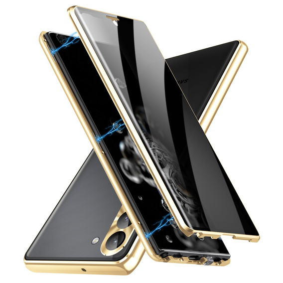 Etui do Samsung Galaxy S24, Privacy Dual Glass, złote
