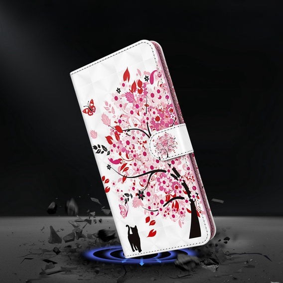 Etui z klapką do Oppo A17, Wallet Light Spots Decor, tree, białe