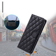 Etui z klapką do Samsung Galaxy S24 FE, Rhombus Crossbody Leather, czarne