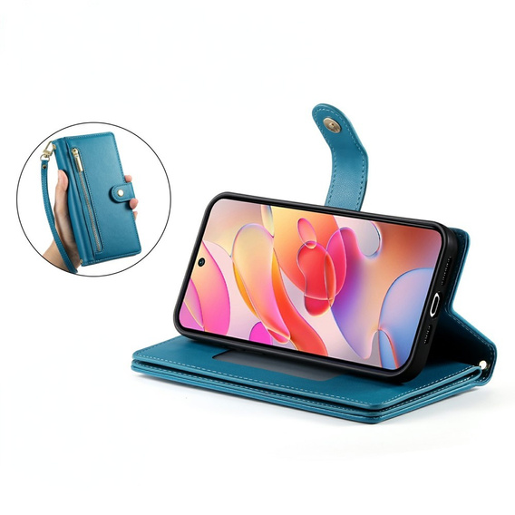 Etui z klapką do Samsung Galaxy A56 5G, Wallet Zipper Pocket, niebieskie