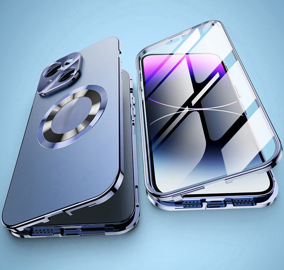 Etui do iPhone 13, Dual Glass, do Magsafe, niebieskie