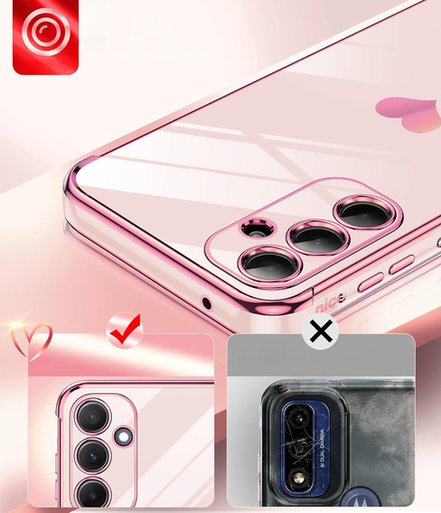 Etui do Samsung Galaxy A54 5G, Electro heart, różowe rose gold + 2x Szkło 9H