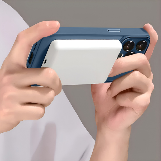 Etui do iPhone 16 Pro, do MagSafe, ERBORD Matt Case, granatowy + Szkło na ekran