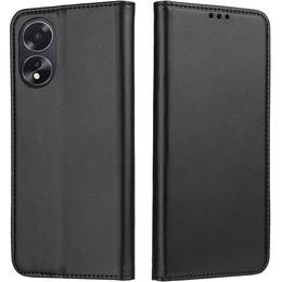 Etui z klapką do Oppo A18 4G / A38 4G, Smart Magnetic, czarne + szkło 9H