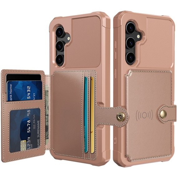 Etui do Samsung Galaxy S23 FE, Card Holder Kickstand, różowe