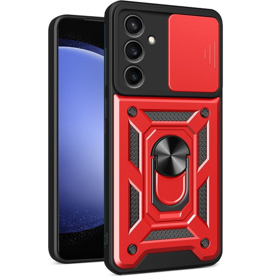 Etui pancerne do Samsung Galaxy S23 FE, CamShield Slide, czerwone
