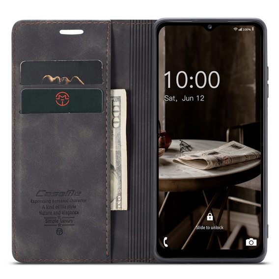 Etui CASEME do Samsung Galaxy A04S / A13 5G, Leather Wallet Case, czarne