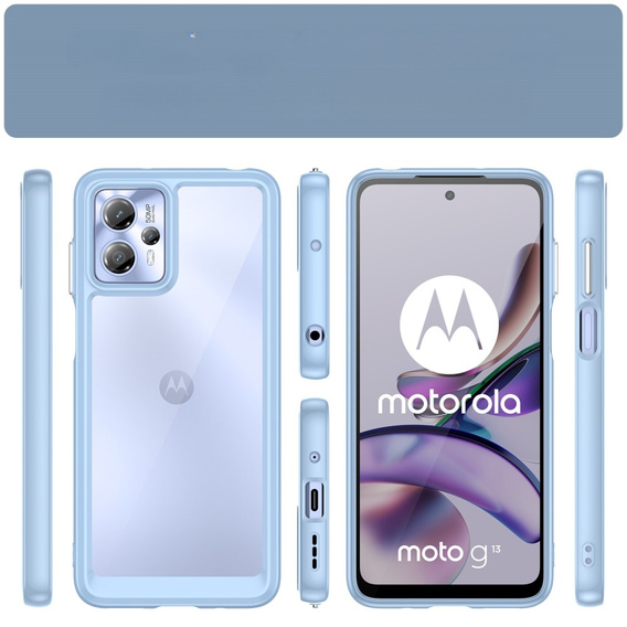 Etui do Motorola Moto G13 / G23, Fusion Hybrid, przezroczyste / niebieskie