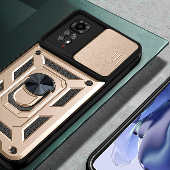Etui pancerne do Xiaomi Redmi Note 11, CamShield Slide, złote