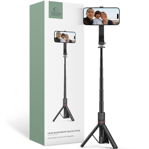 Tech-Protect L04S MagSafe Bluetooth Kijek Selfie Stick Tripod, Czarny