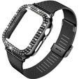 Bransoleta + Etui z Diamentami do Apple Watch 4/5/6/SE 40mm, Czarna