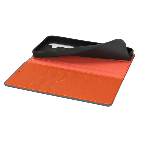 Etui z klapką do Samsung Galaxy S25 Edge, Litchi Skin Grain, granatowe