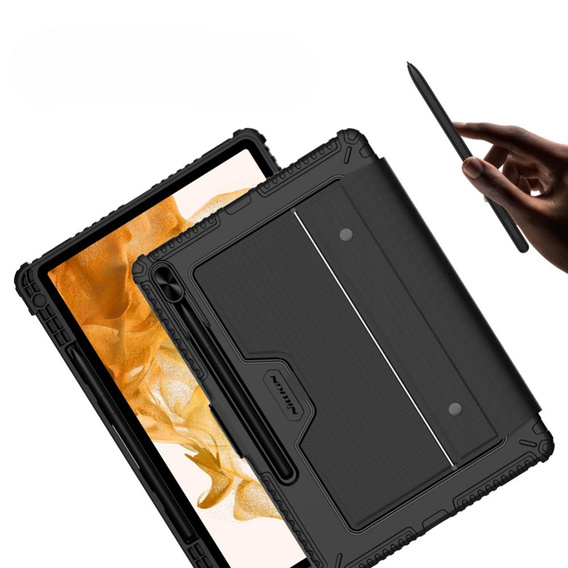 Etui z klawiaturą do Galaxy Tab S8+ / Tab S7 +/ Tab S7 FE, NILLKIN Bumper Pen Slot, czarne